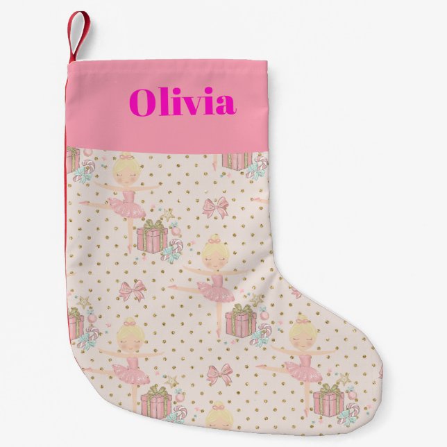 Petite Chaussette De Noël rose ballerine mignonne (Devant)