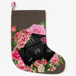 Petite Chaussette De Noël Rose Floral D20 Tabletop Dice RPG