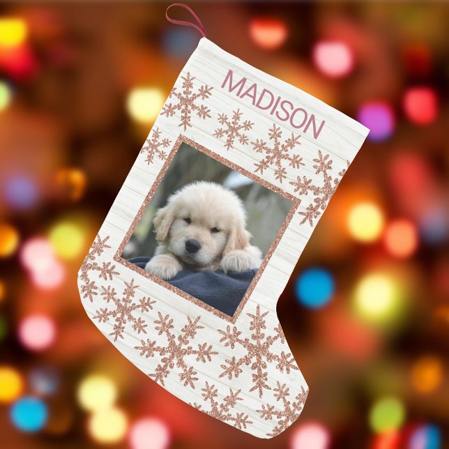 Petite Chaussette De Noël Rose Gold Snowflake Amusants Enfants Ou Animaux Ph (Créateur téléchargé)