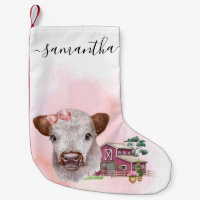 Rose Highland Cow Baby Calf Aquarelle