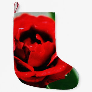 Petite Chaussette De Noël Rose rouge avec gouttes de ragoût