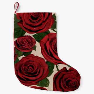 Petite Chaussette De Noël Roses rouges : Arrière - plan floral sans couture