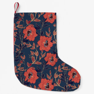 Petite Chaussette De Noël Roses rouges Peonies Arrière - plan foncé