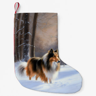 Petite Chaussette De Noël Rough Collie Qu'il neige Noël