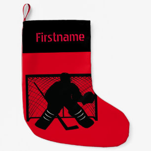 Petite Chaussette De Noël Roulement de Noël de hockey sur glace - rouge de