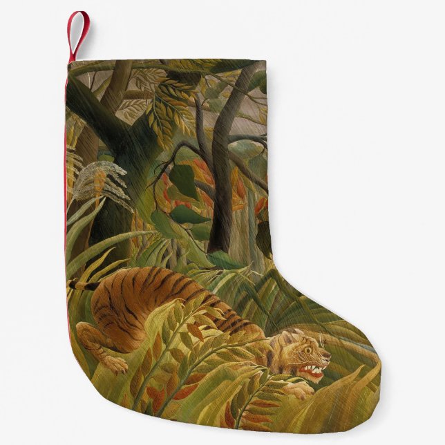 Petite Chaussette De Noël Rousseau Jungle Tropical Tiger Art (Devant)