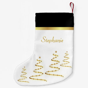 Petite Chaussette De Noël Ruban d'or simple et élégant