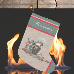 Petite Chaussette De Noël Russe Vieux Monde Père Noël Vintage Noël