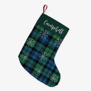 Petite Chaussette De Noël Rustique Plaid Campbell Tartan Green Farmhouse