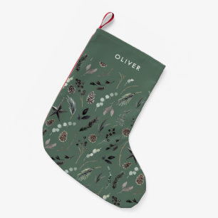 Petite Chaussette De Noël Sage vert moderne scandi élégant script Noël