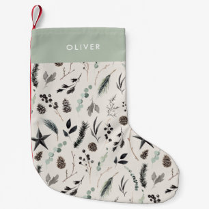 Petite Chaussette De Noël Sage vert moderne scandi élégant script Noël