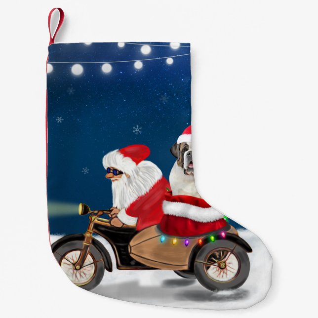 Petite Chaussette De Noël Saint Bernard Chien Noël Père Noël (Devant)