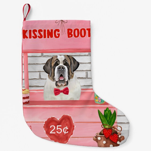 Petite Chaussette De Noël Saint Bernard Chien Saint Valentin Booth de baiser (Devant)