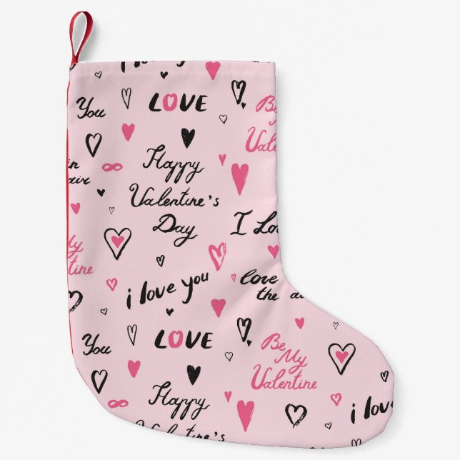 Petite Chaussette De Noël Saint-Valentin : Arrière - plan "Je t'aime". (Devant)