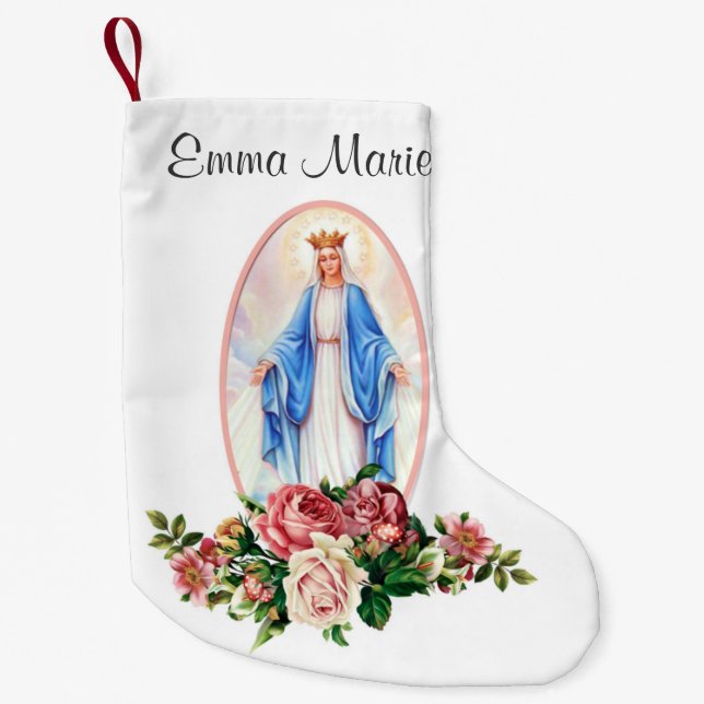 Petite Chaussette De Noël Sainte Vierge Marie Prière catholique (Devant)