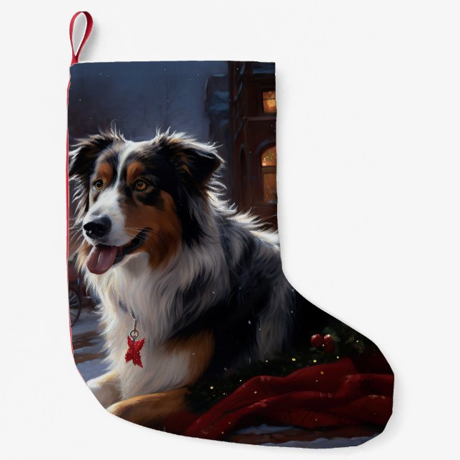 Petite Chaussette De Noël Saison de Noël du berger australien (Devant)