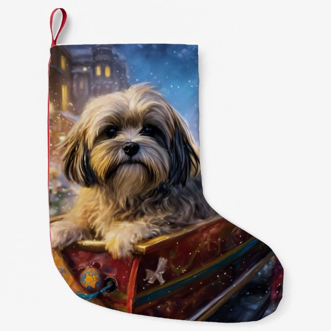 Petite Chaussette De Noël Saison Festive de Noël de Lhasa Apso (Devant)