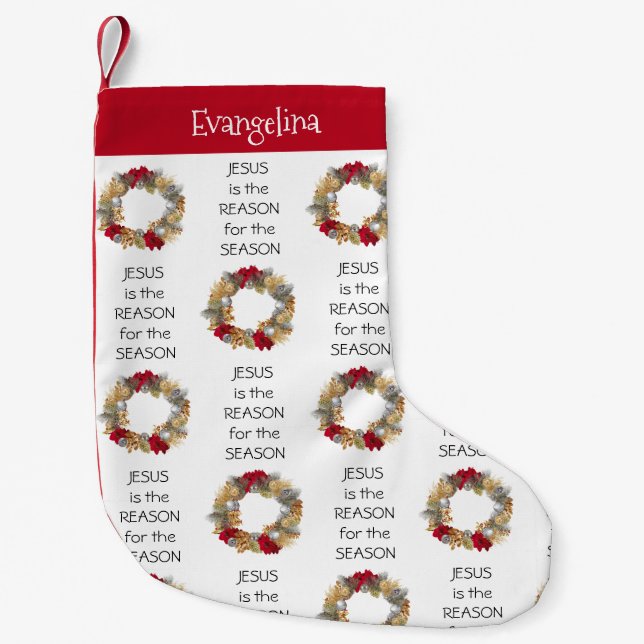 PETITE CHAUSSETTE DE NOËL SAISON JÉSUS PERSONNALISÉE (Devant)