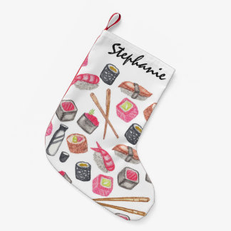 Petite Chaussette De Noël Saké à la mode mignon et baguettes de sushi