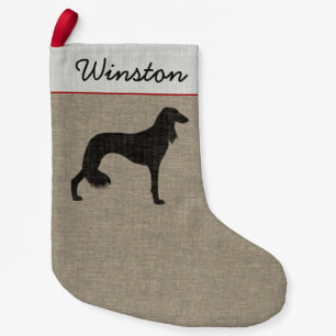 Petite Chaussette De Noël Saluki Chien Silhouette Vacances Personnalisées