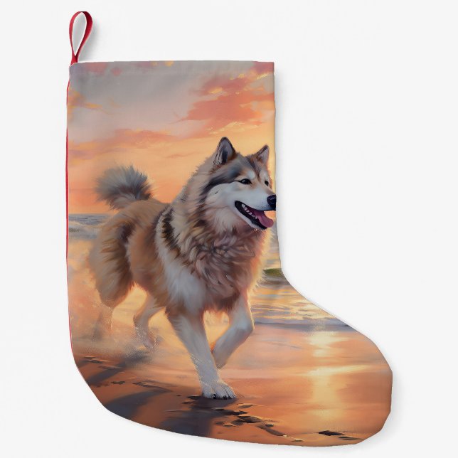 Petite Chaussette De Noël Sandy Paws Alaskan Malamute Chien sur le coucher d (Devant)