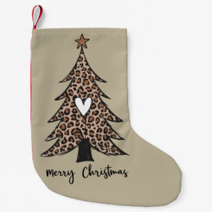 Petite Chaussette De Noël Sapin de Noël Cœur Léopard Cadeau Noël Fêtes