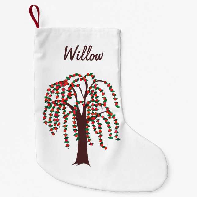 Petite Chaussette De Noël Saule avec des coeurs - personnalisables (Devant)