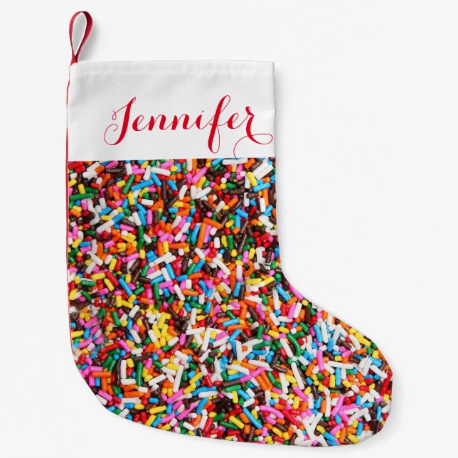 Petite Chaussette De Noël Saupoudrer le stock de Noël personnalisé (Devant)