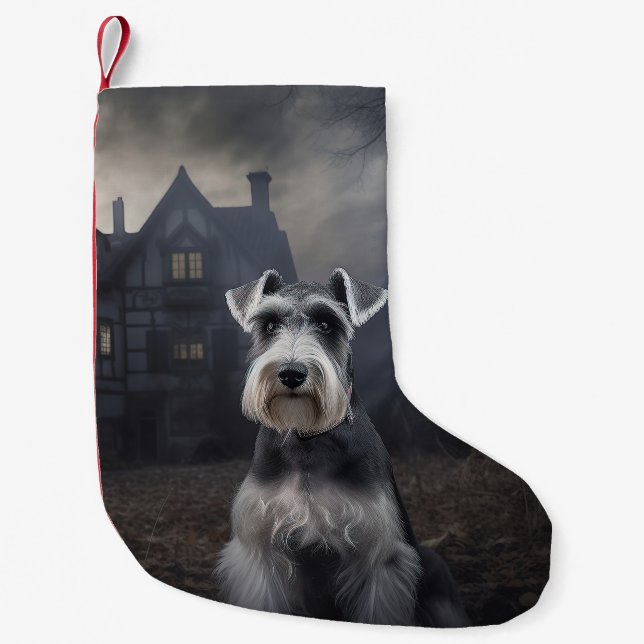Petite Chaussette De Noël Scandale d'Halloween Schnauzer Miniature (Devant)