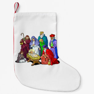 Petite Chaussette De Noël Scène colorée de nativité de Noël