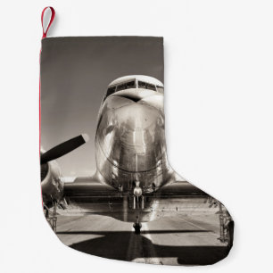 Petite Chaussette De Noël Scène de piste de l'avion vintage