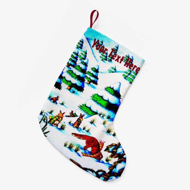 Petite Chaussette De Noël scène mignonne de neige de renard et de Noël de (Devant (Accrochage))
