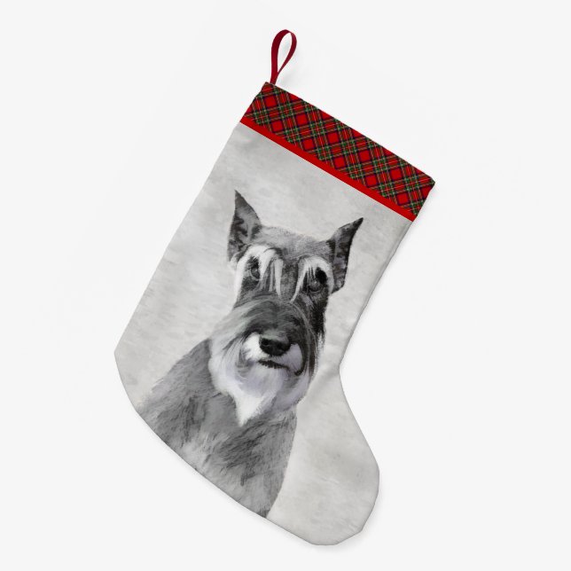 Petite Chaussette De Noël Schnauzer (Giant) Peinture - Chien Art (Devant (Accrochage))
