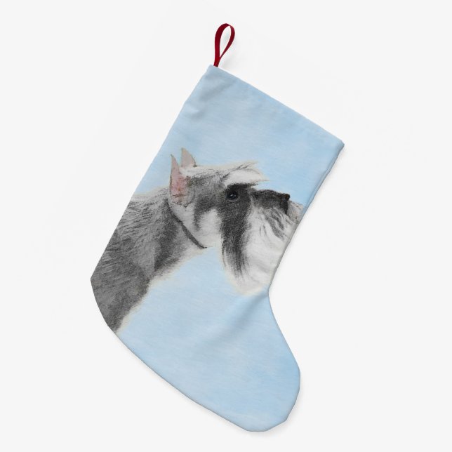Petite Chaussette De Noël Schnauzer (Giant, Standard) Peinture - Chien Art (Devant (Accrochage))