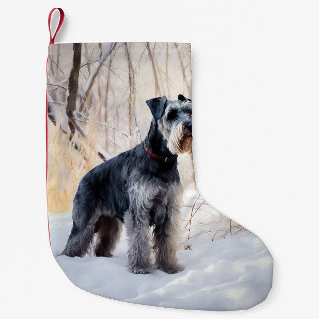 Petite Chaussette De Noël Schnauzer Laisser neiger Noël (Devant)