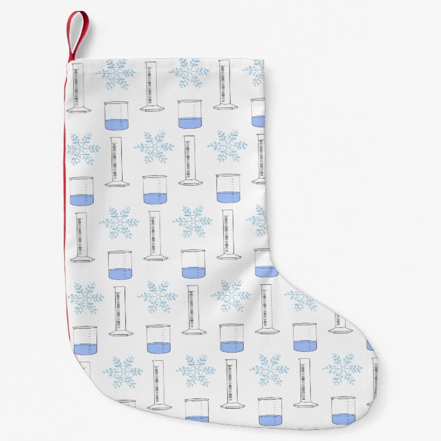 Petite Chaussette De Noël Science Snowflake Beaker Graduated Cylinder Hiver (Devant)