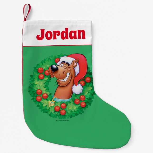 Petite Chaussette De Noël Scooby en couronne (Devant)