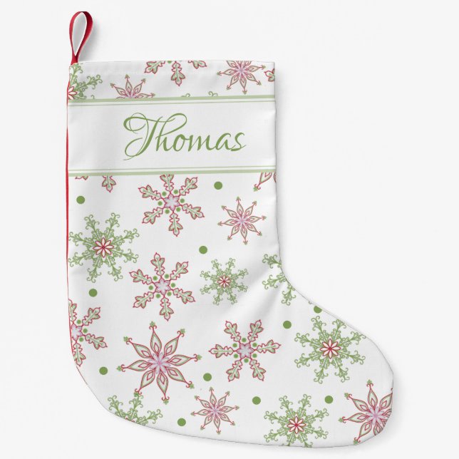 Petite Chaussette De Noël Script de flocon de neige de Noël personnalisé (Devant)