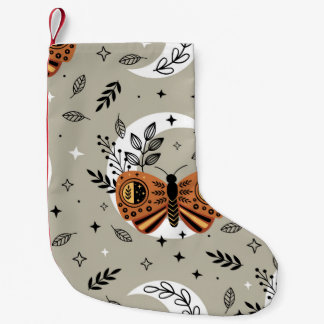 Petite Chaussette De Noël seamless pattern with bohemian butterfly on the mo