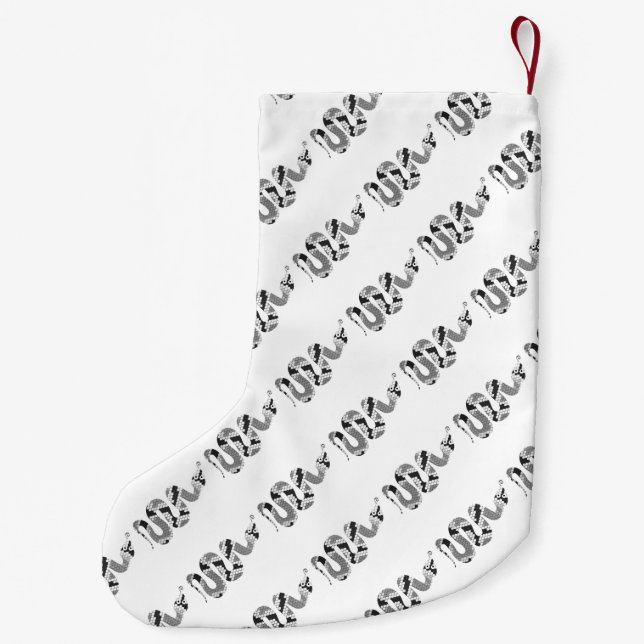 Petite Chaussette De Noël Serpent gris et silhouette gris clair (Dos)