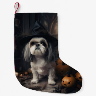 Petite Chaussette De Noël Shih Tzu Citrouilles Halloween Épouvantable