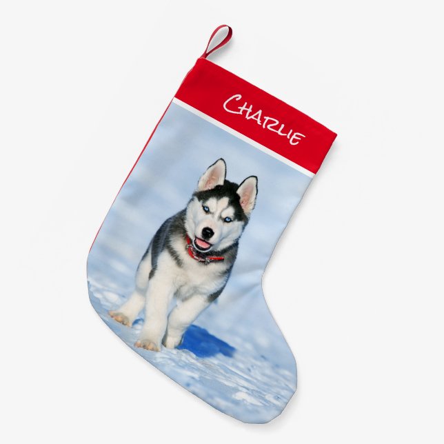 Petite Chaussette De Noël Sibérie Husky Christmas Stocking (Devant (Accrochage))