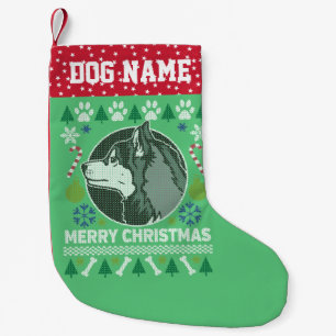 Petite Chaussette De Noël Sibérie Husky Dog brasse un laide de Noël moche