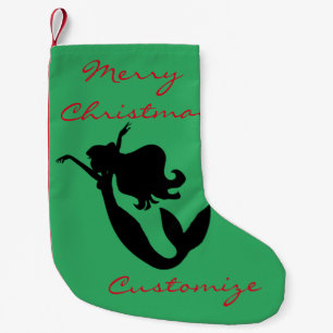 Petite Chaussette De Noël Silhouette de sirène noire Thunder_Cove