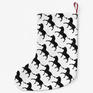 Petite Chaussette De Noël Silhouette d'impression noir et gris Zebra
