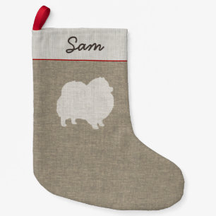 Petite Chaussette De Noël Silhouette Poméranie mignonne Amoureux des chiens 