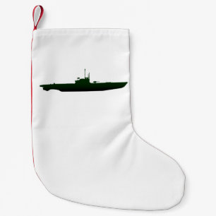 Petite Chaussette De Noël Silhouette sous-marine en blanc