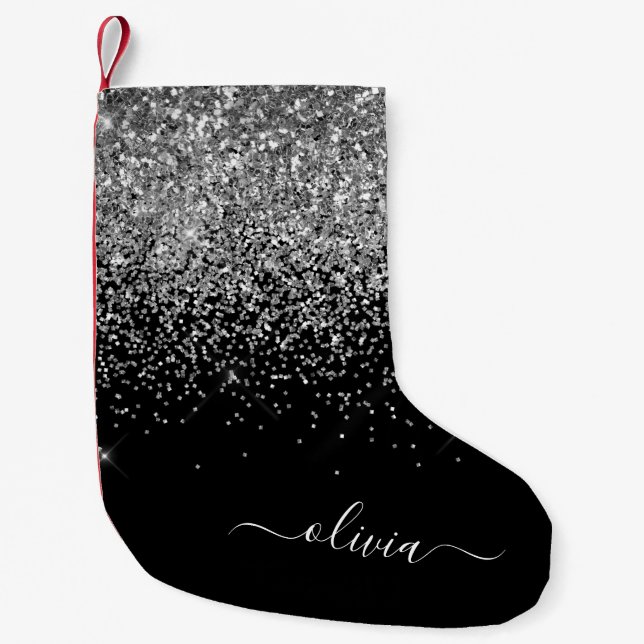 Petite Chaussette De Noël Silver Black Girl Parties scintillant étincelante  (Devant)