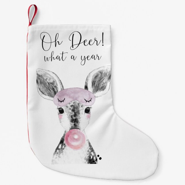 Petite Chaussette De Noël Simple Black & White Oh Deer Quel Devis An (Devant)