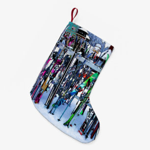 Petite Chaussette De Noël Skis and Poles